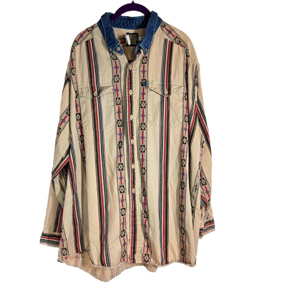 Vintage‎ Rough Stock Panhandle Slim Shirt Mens XXL Western Button Down